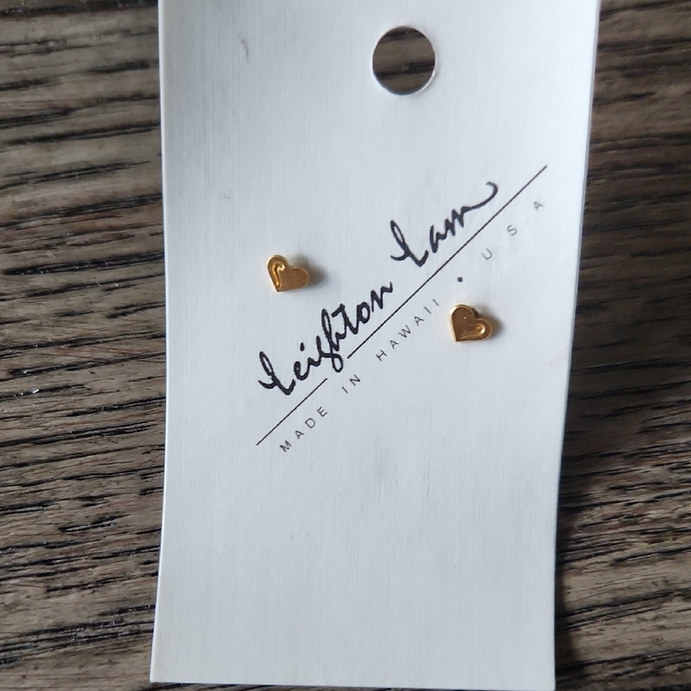 Gold Heart Stud Earrings